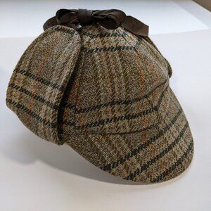 Glen Appin Scotland Deerstalker Wool Hat Tweed Two Billed Sherlock Holmes 21 in.